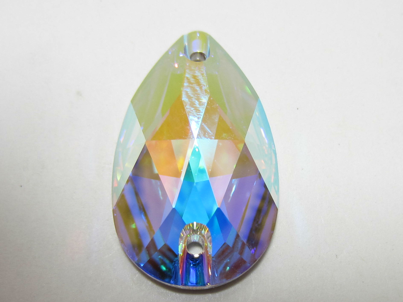 6 pcs. PEAR 18x10.5mm CRYSTAL AB SEW ON FLATBACK PRECIOSA Rhinestones
